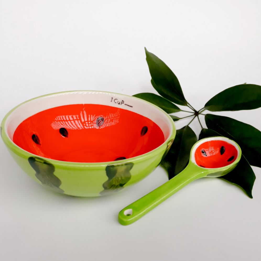 [Tặng 2 thìa]Bát ăn dặm gốm sứ hình dưa dấu đáng yêu cho bé
