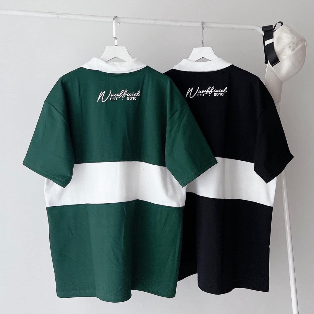 Áo Thun Polo W.Z.S phối màu chất cotton unisex local brand, áo polo xanh rêu giá rẻ nam nữ form rộng