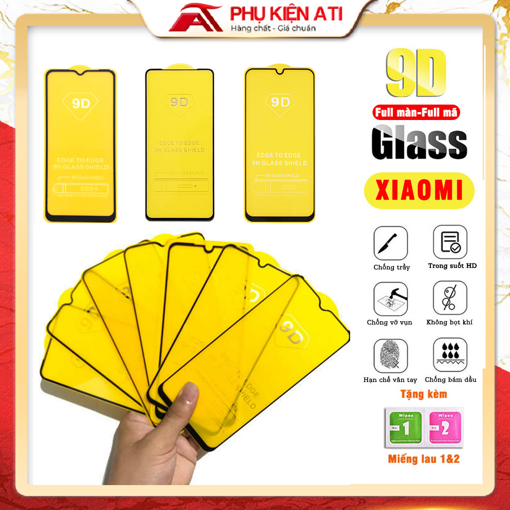 [HCM]Kính cường lực Xiaomi Redmi Note 10/ Note 10 Pro/Note 9s/ Note 9 Pro/ Redmi k30/ Redmi K30Pro/ Mi A3/ Poco F2 Pro/ Poco X3 NFC/ Redmi 9/ Redmi 9A- Full màn hình 9D- phụ kiện ATI