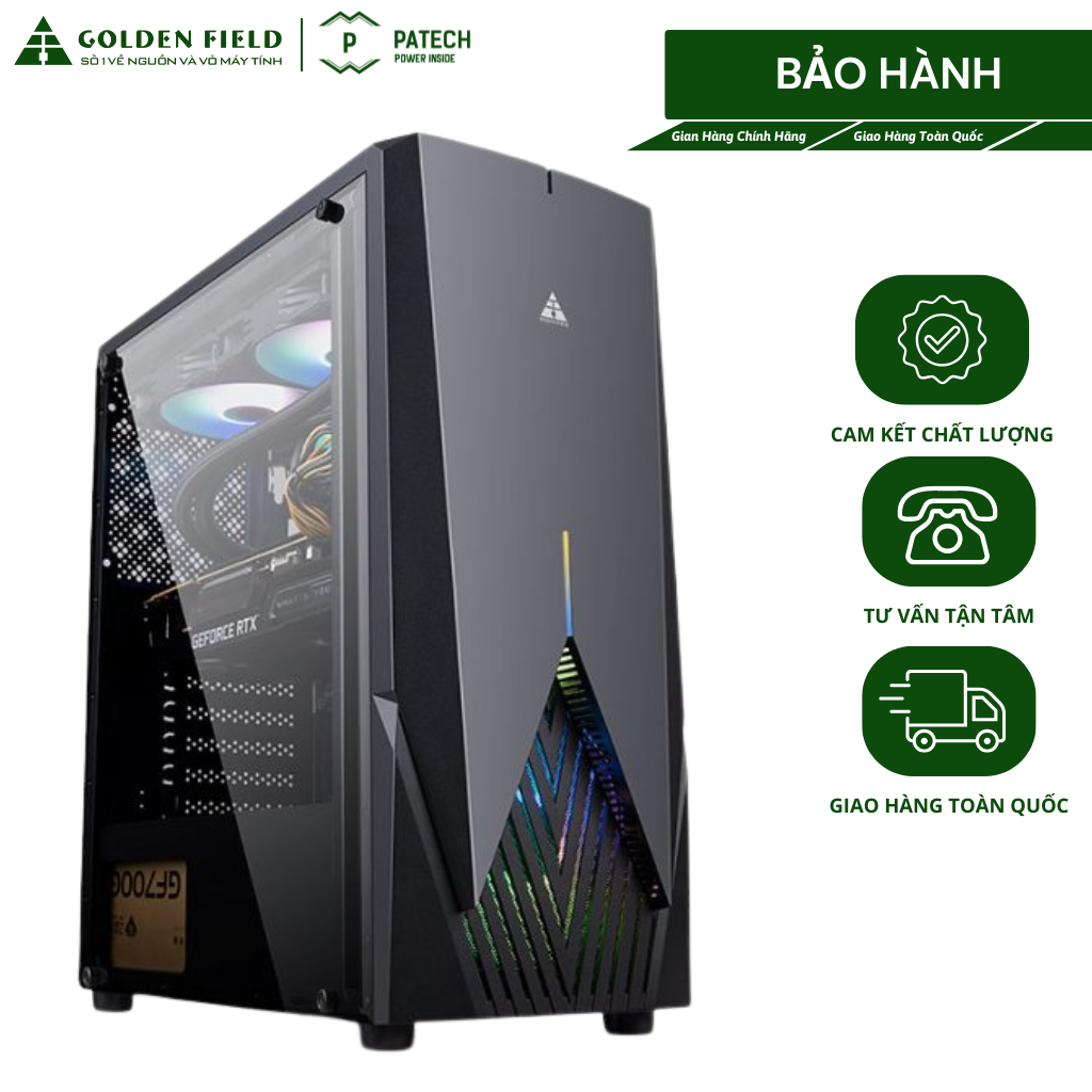 Vỏ Case máy tính văn phòng Golden Field 241 Plus / X6 / X9 / U2, khung thép, kính mica chống xước, lưới lọc bụi, thiết kế gaming văn phòng | Hàng Chính Hãng |Patech Electronics Giá 350,000 Đồng*Miễn phí vận chuyển
