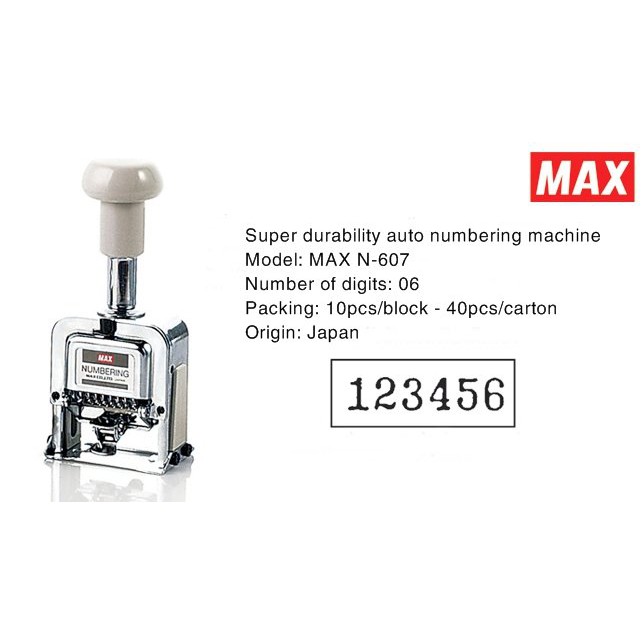 Đóng sổ nhảy Max 6 số 5mm Siêu bền N607 Numbering Machine