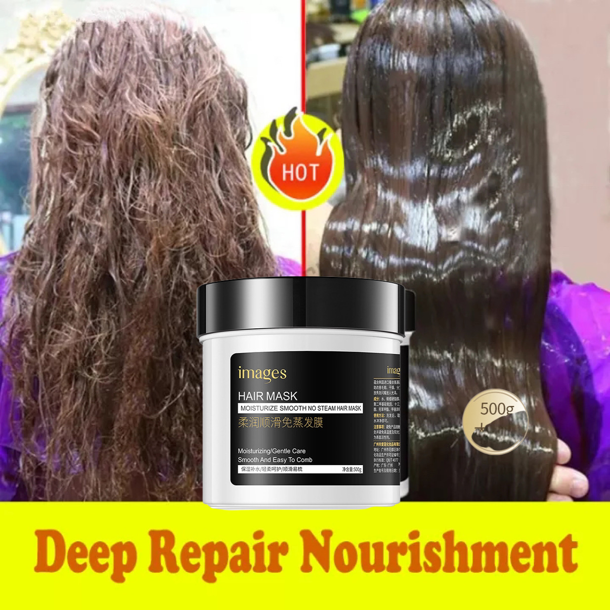 IMAGES hair mask Hair Treatment Mask Kem Ủ Làm Mềm Tóc Kem ủ Tóc Dầu Hấp Tóc. Ủ tóc phục hồi tái tạo cấu trúc tóchồi phục tóc hư tổnSơ Rối/ 500g