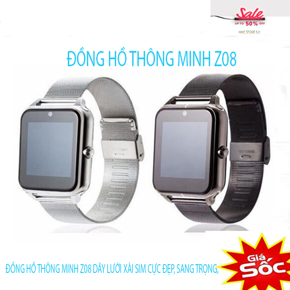 ĐỒNG HỒ THÔNG MINH Z08 DÂY LƯỚI XÀI SIM CỰC ĐẸP, SANG TRỌNG, HIỆN ĐẠI VỚI NHIỀU TÍNH NĂNG VÔ CÙNG HẤP DẪN BẢO HÀNH 12 THÁNG 1 ĐỔI 1 TẠI HMC Store 5.0