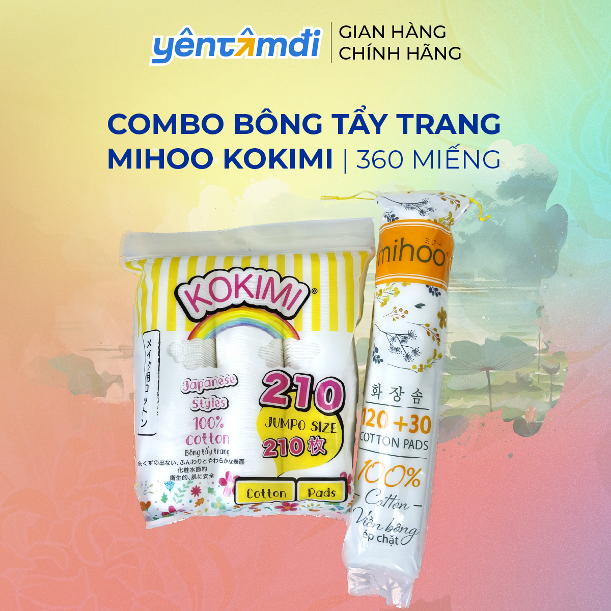 COMBO bông tẩy trang Mihoo Kokimi 360 miếng