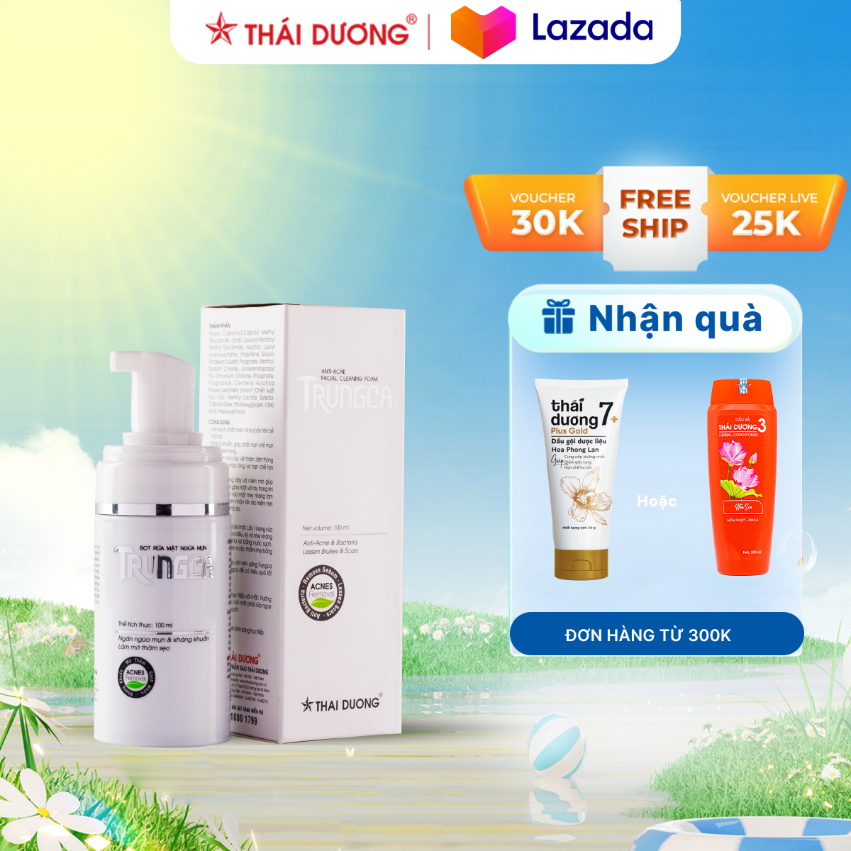 Sữa rửa mặt tạo bọt ngừa mụn trungca sao thái dương 100g