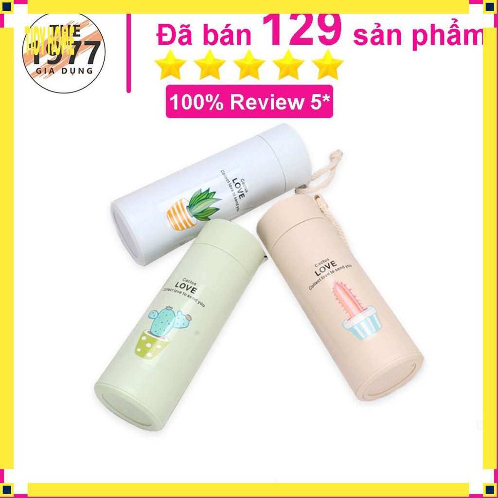 Bình nước thủy tinh giữ nhiệt vỏ ngoài chống nóng, bình nước thủy tinh 450ml siêu bền đẹp- đồ dùng gia đình nicehouse