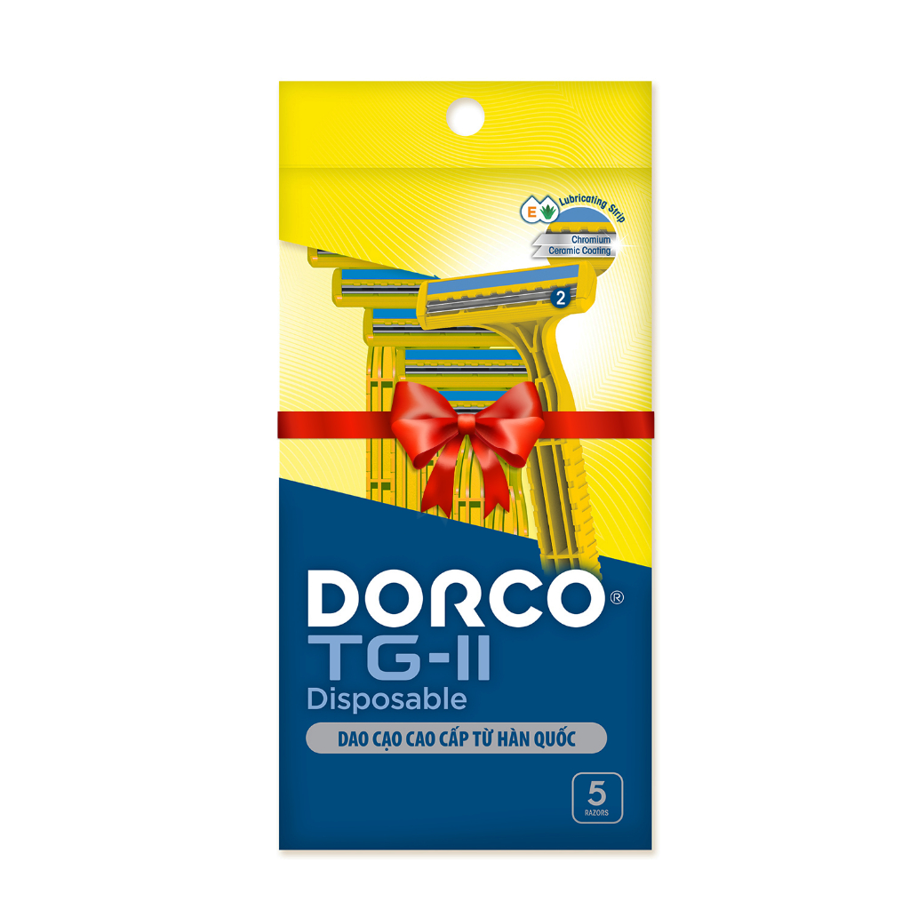 [DORCO GIFT] DORCO TG-II Disposable - Dao Cạo Râu Hàn Quốc 2 Lưỡi - Túi Cây 5 Dao Cạo Tiện Lợi