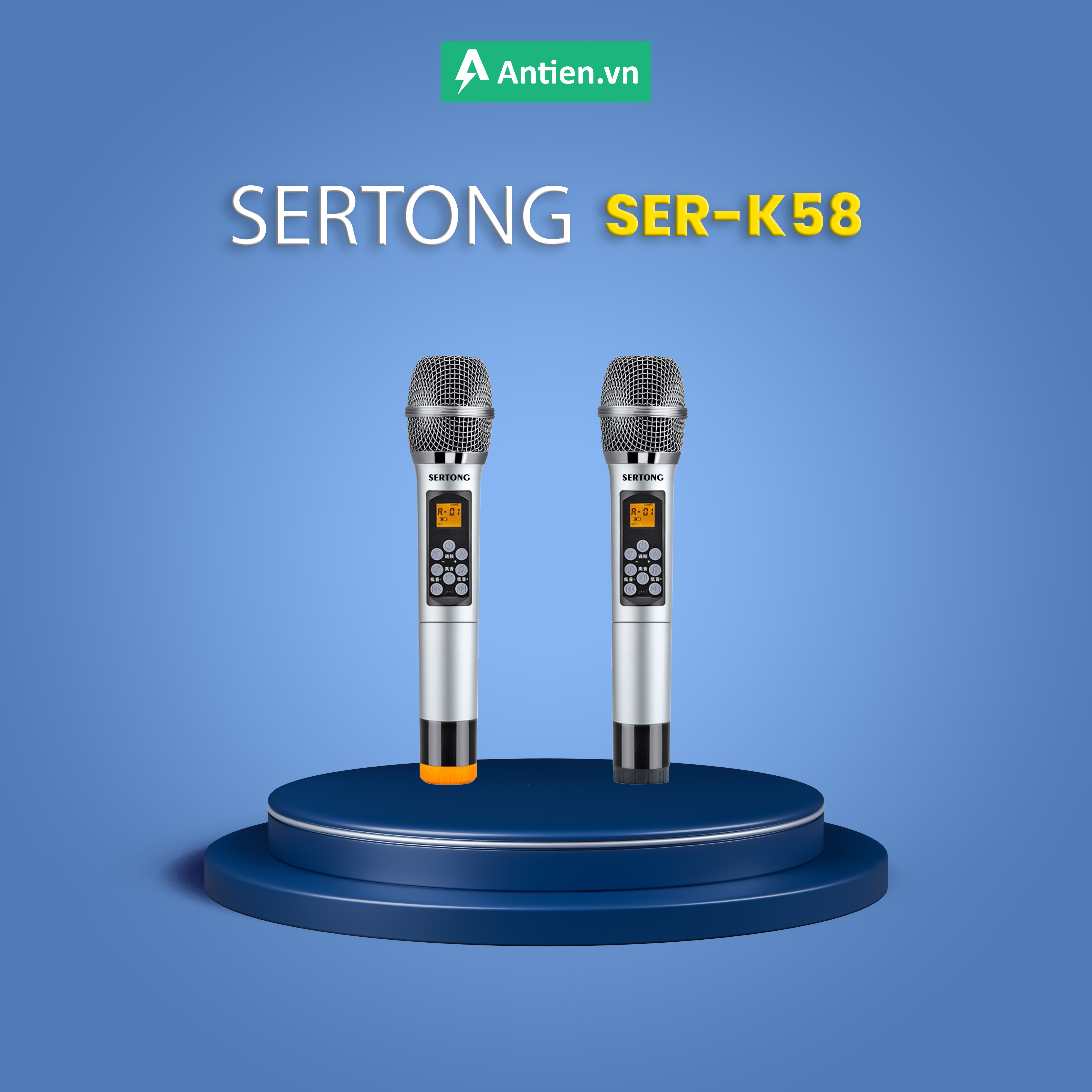 Bộ micro karaoke không dây sertong ser-k58 - chính hãng - bảo hành 12 tháng