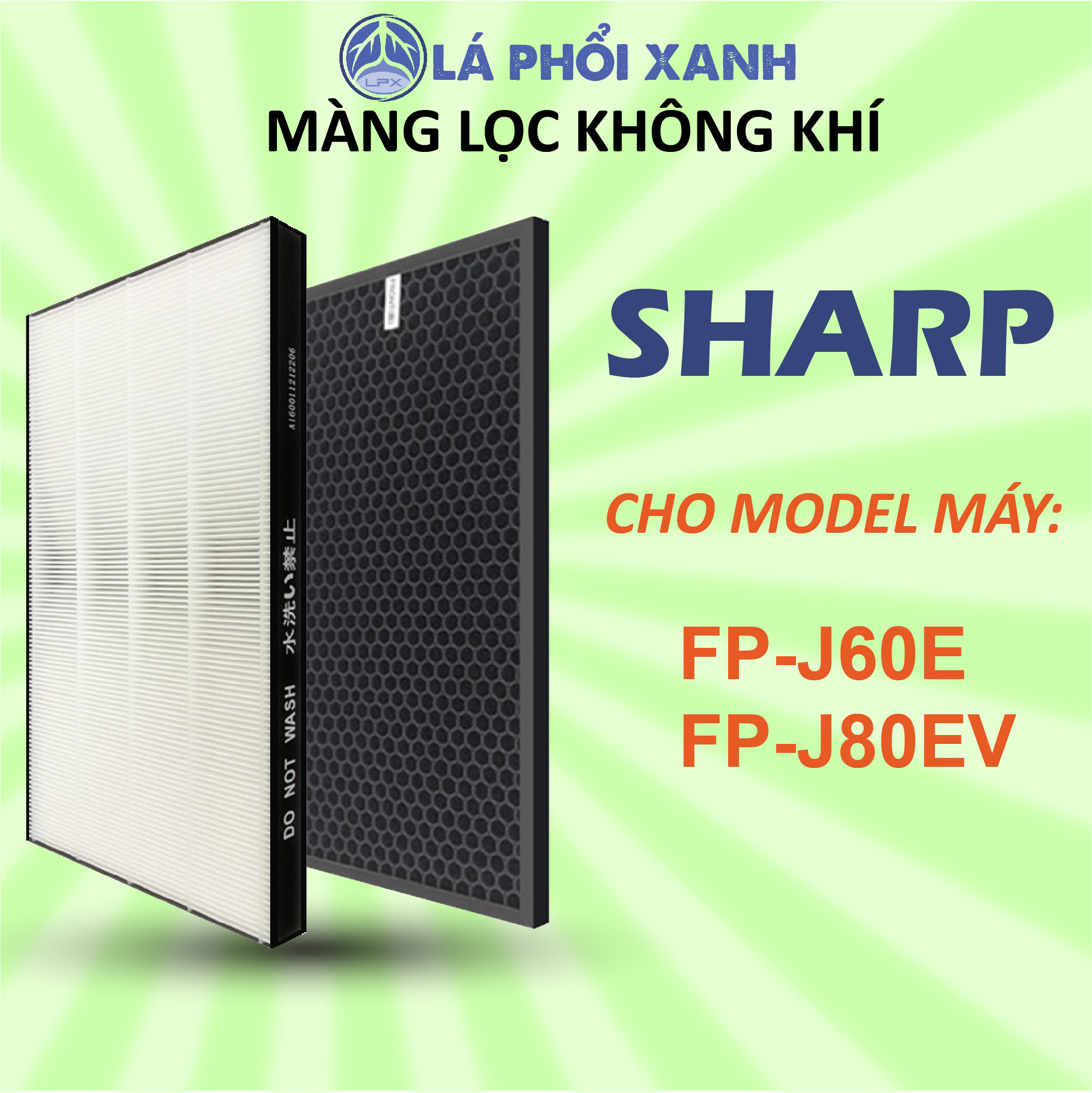 Màng lọc không khí sharp fp j60e w fp j80ev h, màng lọc hepa sharp, màng lọc than hoạt tính sharp
