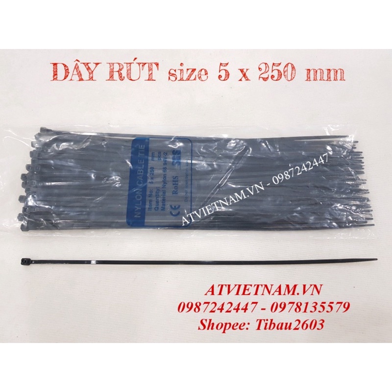 Dây rút màu đen 5x250mm