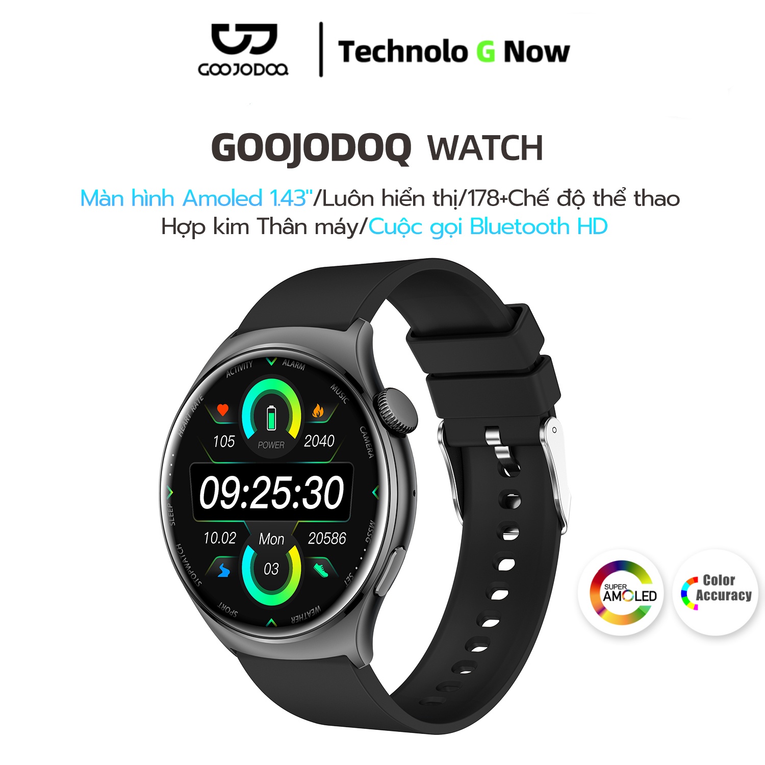 Đồng Hồ Thông Minh GOOJODOQ giám sát sức khỏe, chống nước , kết nối điện thoại nhận tin nhắn, gọi điện, 178 + Chế độ thể thao Cho Android IOS