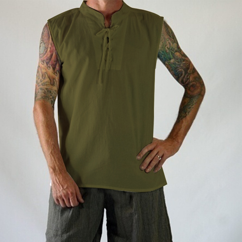 Thời Trung Cổ Thời Phục Hưng Dây Đai Cổ Tròn Áo Vest Cotton Và Vải Lanh R Nhiếp Ảnh Ảnh Sân Khấu Kịch Nghệ Thuật