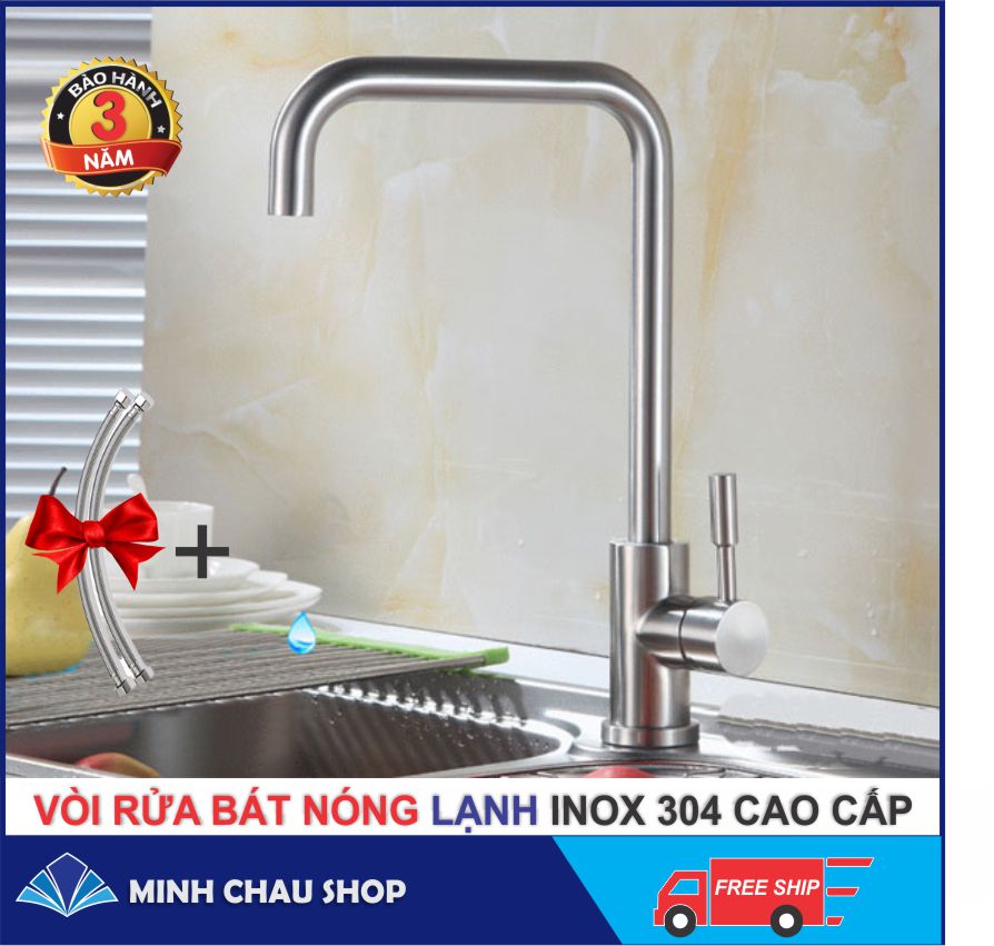 Vòi rửa bát nóng lạnh inox 304