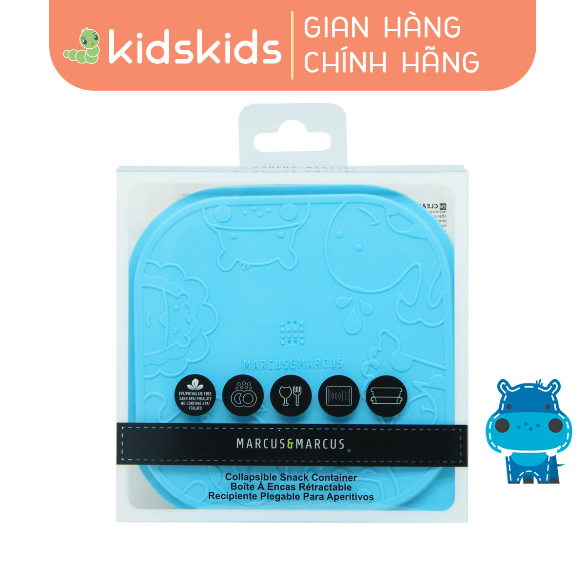 Bát ăn dặm silicon vuông có thể xếp gọn cho bé marcus & marcus - lucas