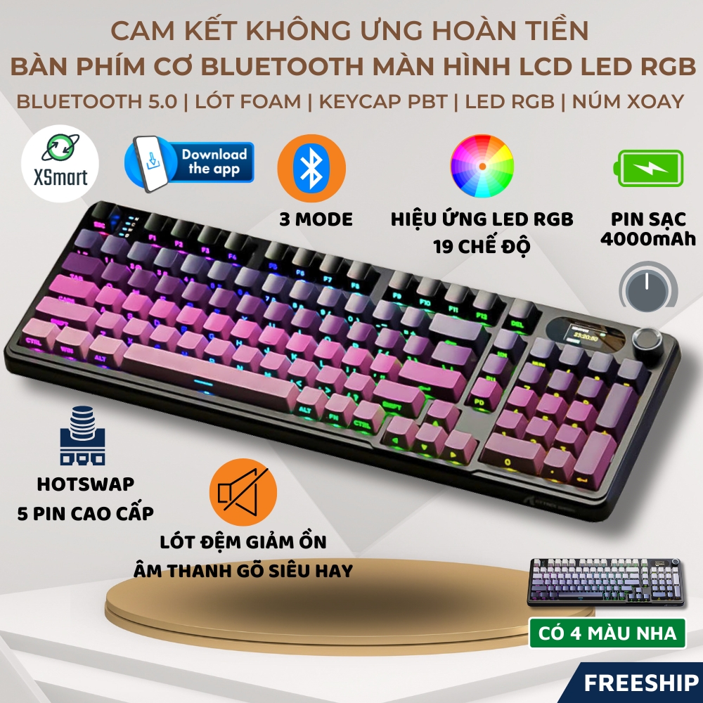 Bàn Phím Cơ Bluetooth Attack Shark X98 PRO MAX Có Màn Hình 3 Mode cho máy tính laptop pc