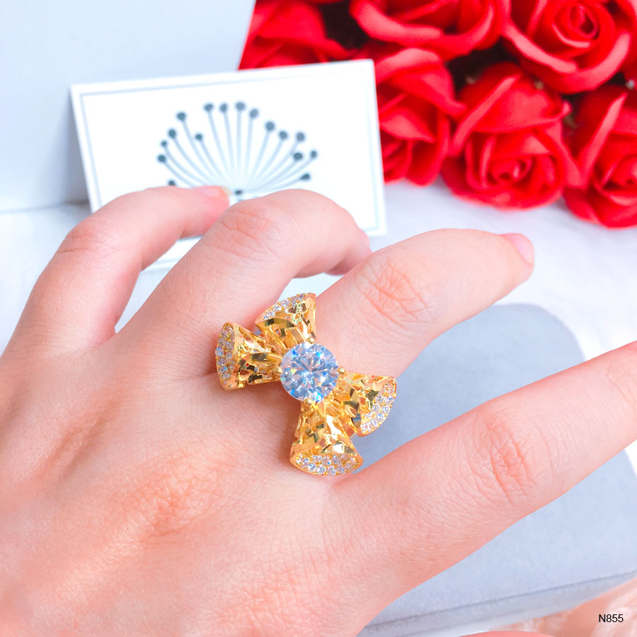 Nhẫn nữ hình nơ đính đá thiết kế cao cấp Orin N855