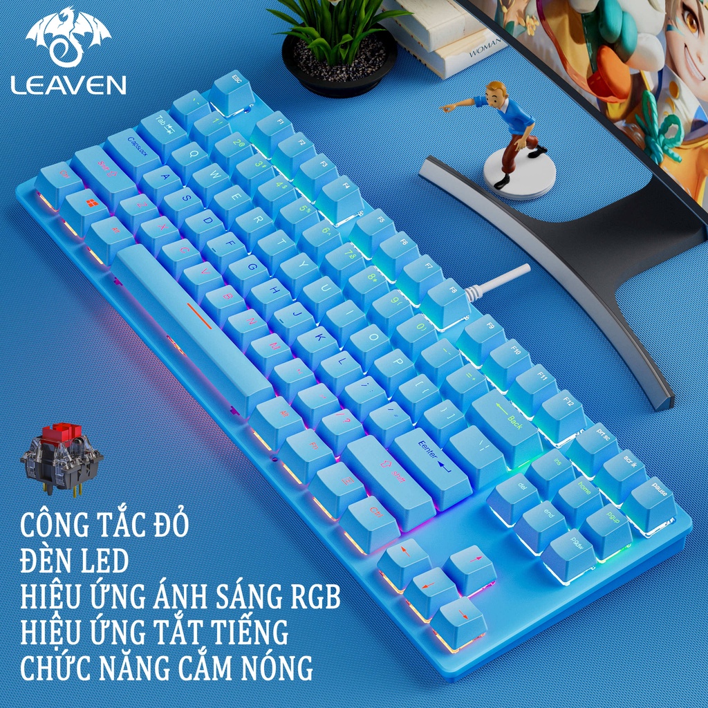 Bàn phím cơ LEAVEN K550 PRO LED RGB Gaming Giao hàng trong vòng 24 giờ bàn phím