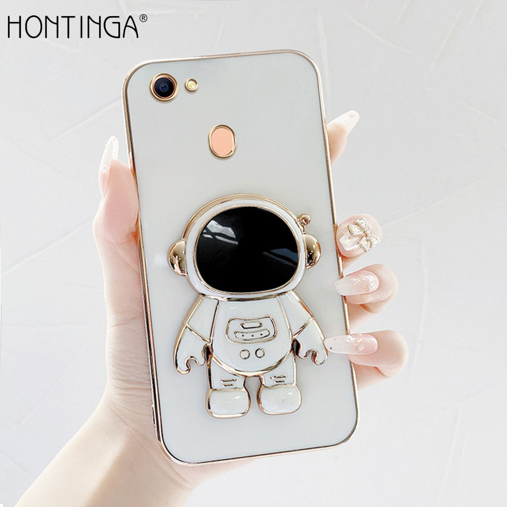 Hontinga Ốp Lưng Cho OPPO F11 F11 Pro F9 F5 Youth F5 Plus Find X3 Pro Find X3 Ốp Lưng Điện Thoại Vuông TPU Mềm Mạ Crôm Sang Trọng Màu Trơn Thời Trang Giá Đỡ Gấp Gọn Ốp Lưng Bảo Vệ Máy Ảnh Che Phủ Toàn Bộ Chống ốp Cao Su Gores Cho Bé Gái