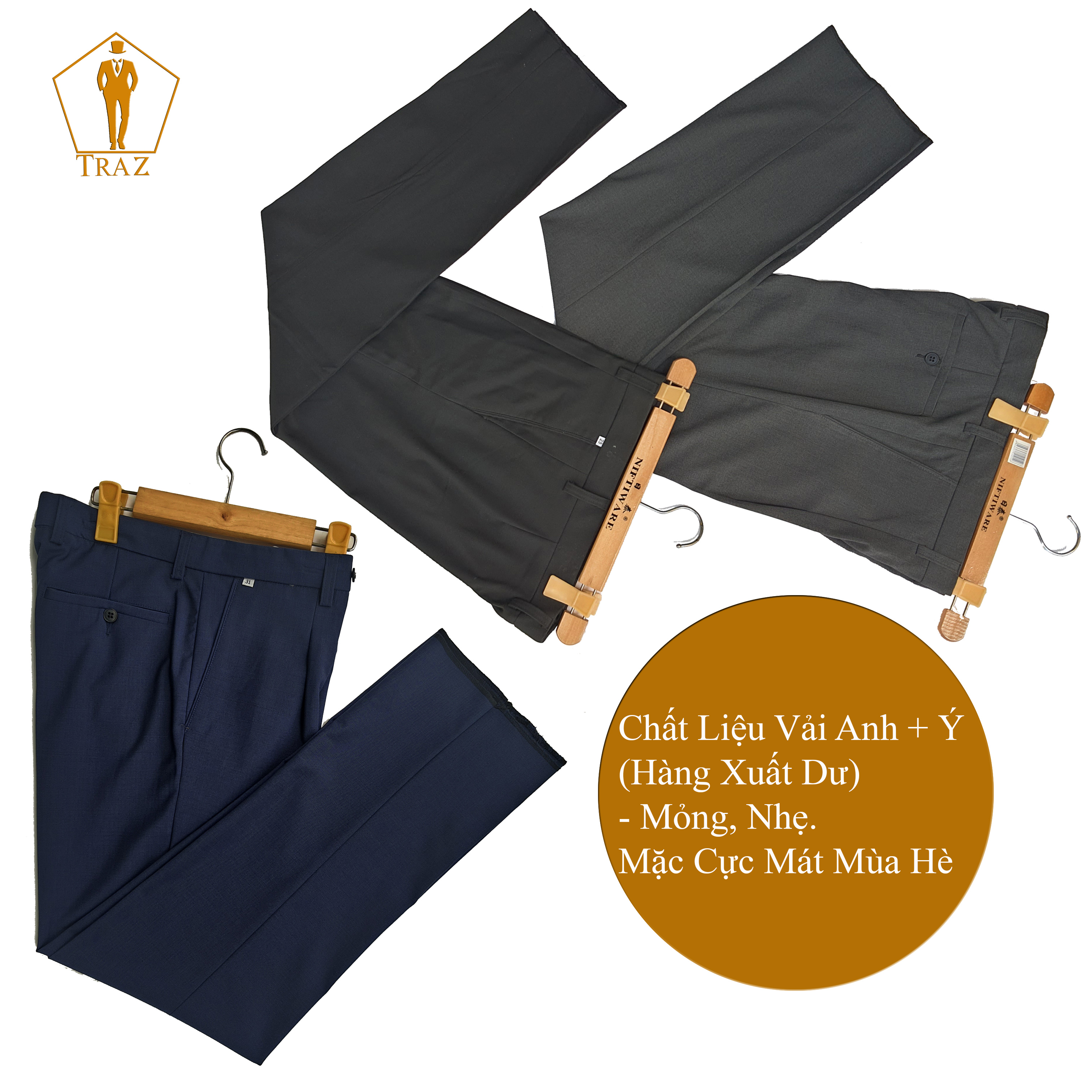 Quần tây Âu Nam Công Sở Ông Đứng Trung Niên Vải Xuất Dư Châu Âu