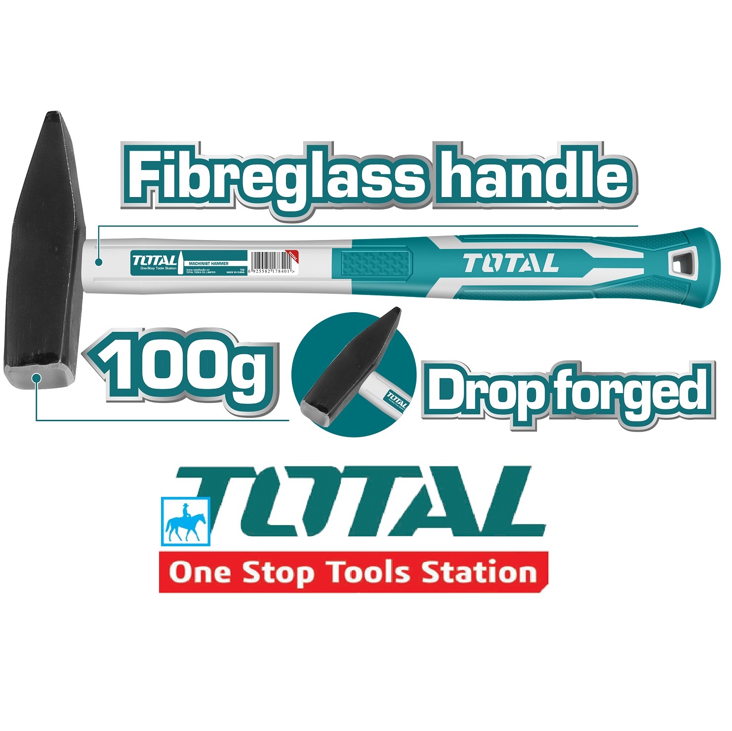 Búa đóng đinh cơ khí đầu dẹp vuông 100gr 200gr TOTAL Chính hãng tht711006 THT712006