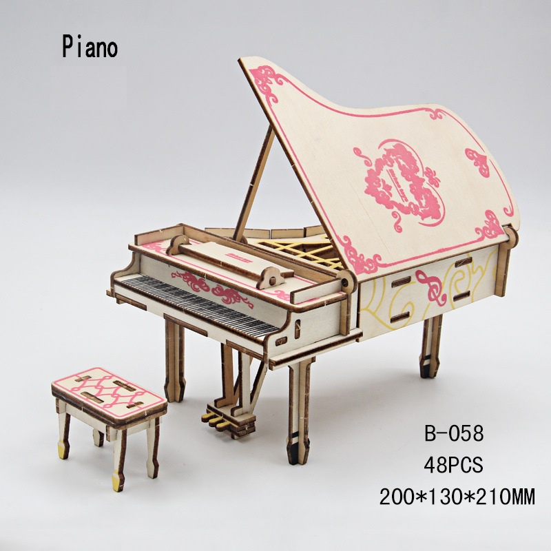 Đồ chơi lắp ráp gỗ 3D - Mô hình Đàn piano - Trang trí tiểu cảnh
