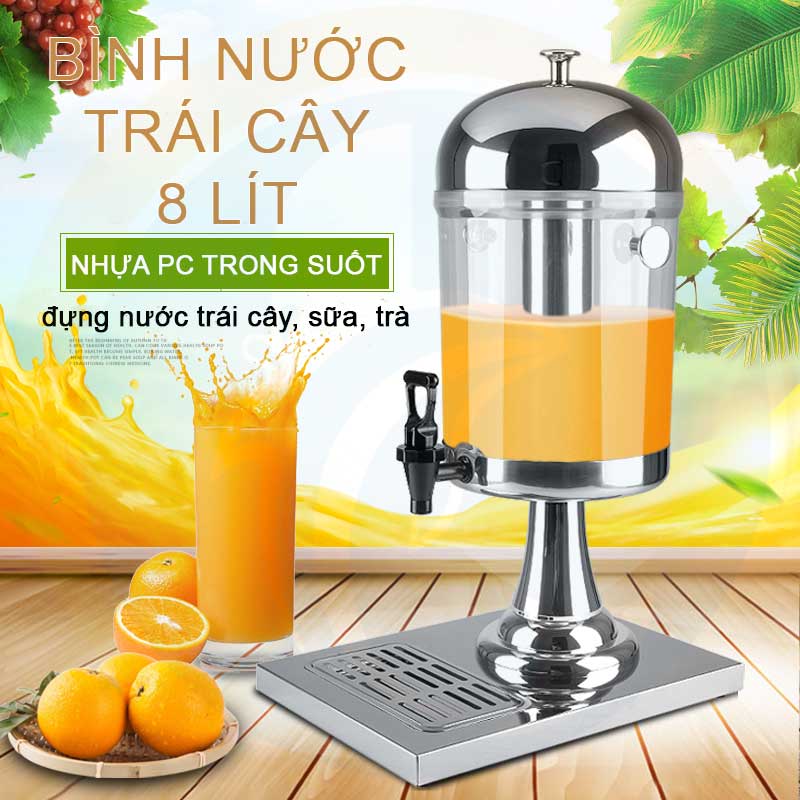 Bình làm lạnh, đựng nước ép trái cây inox 8l , inox dầy