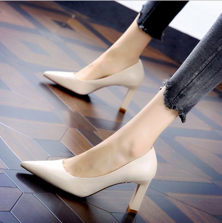 [HCM](Bảo hành 12 tháng) Giày bít mũi gót trụ vuông - Giày cao gót 65cm - Giày nữ gồm 2 màu - Mall LN298