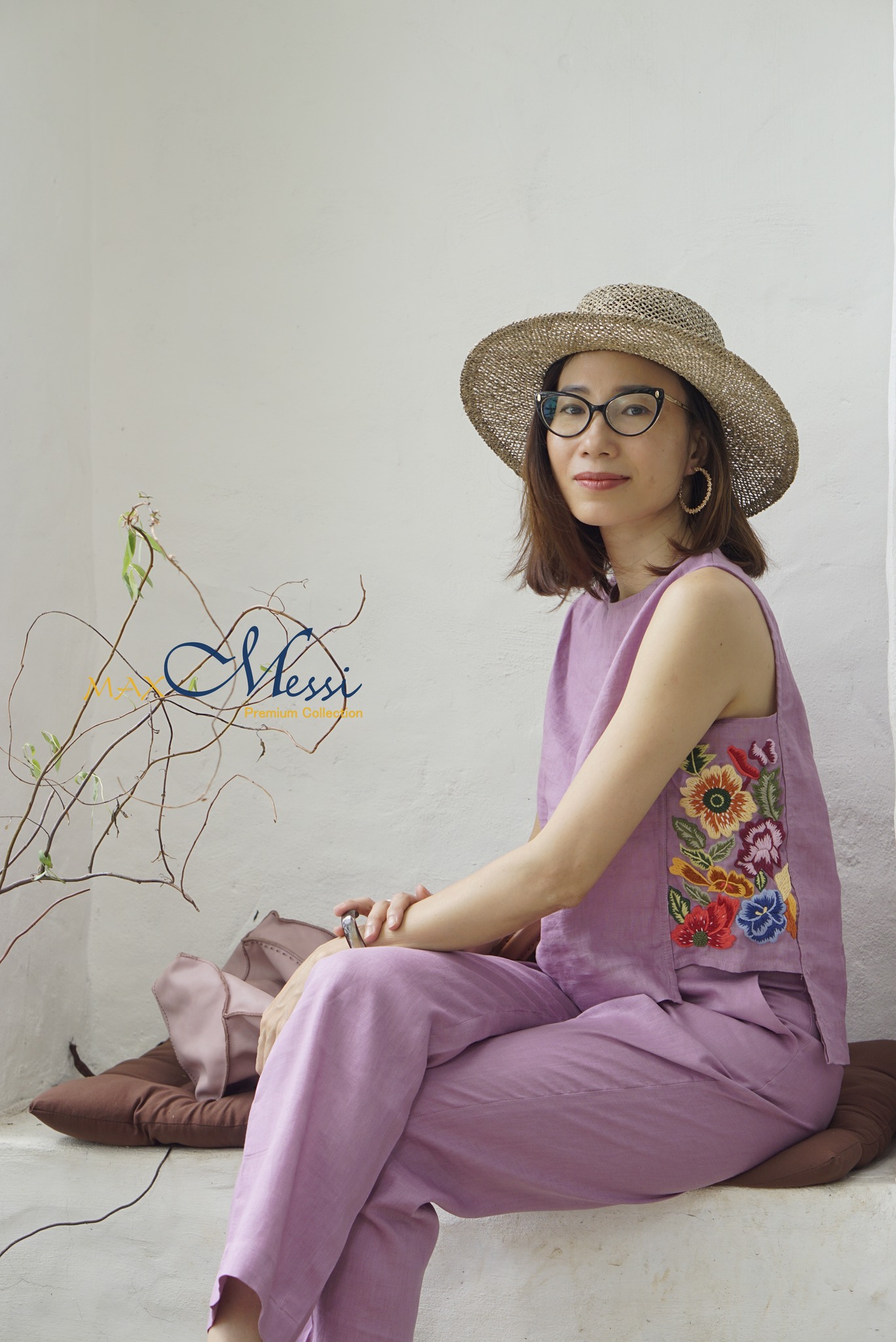 Áo linen thêu tay phối set - EAST MaxMessi