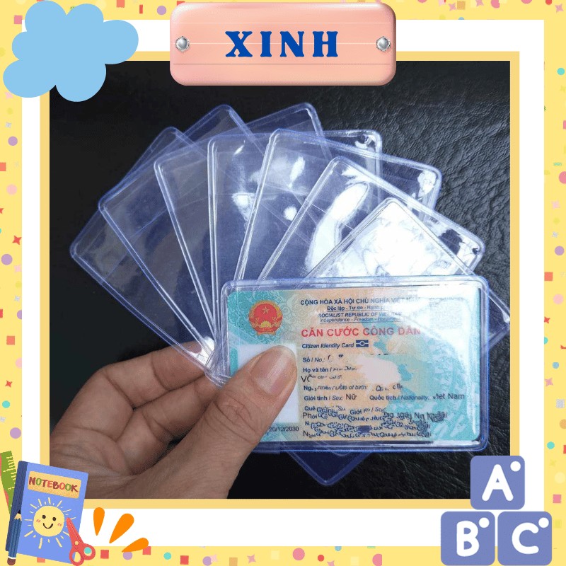 Bao thẻ căn cước - Túi đựng cccd, atm trong suốt , dày, có nắp