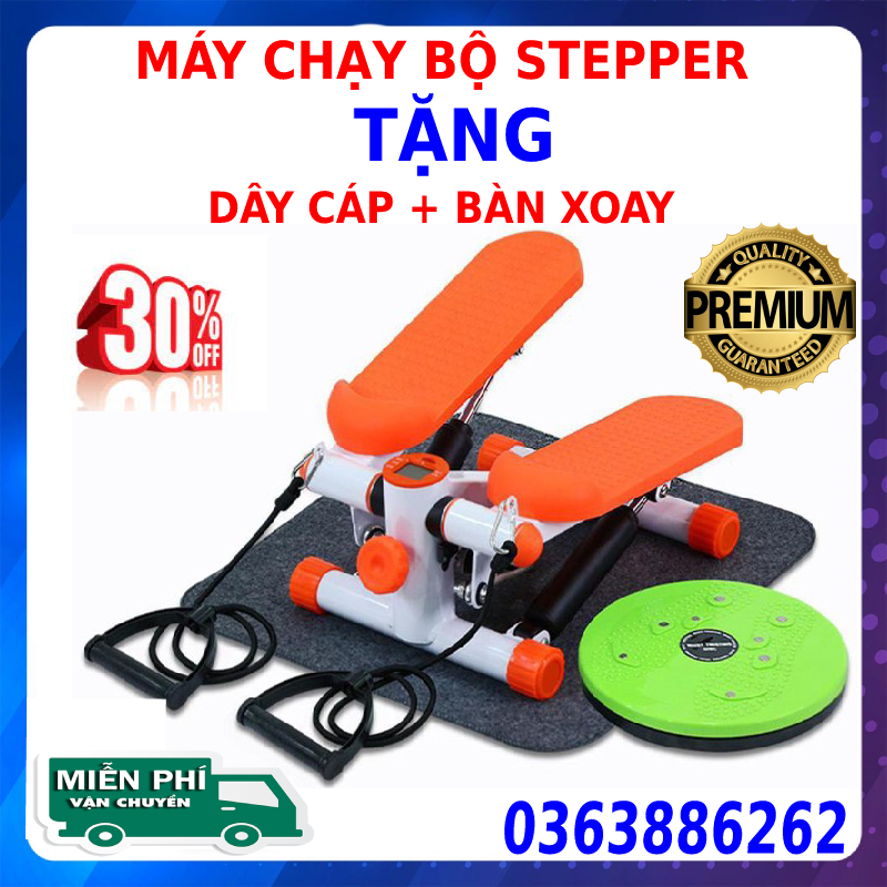 Máy chạy bộ 💯FREESHIP💯 Máy chạy bộ MINI STEPPER phiên bản PREMIUM tặng kèm bàn xoay eo + dây cáp tập tay