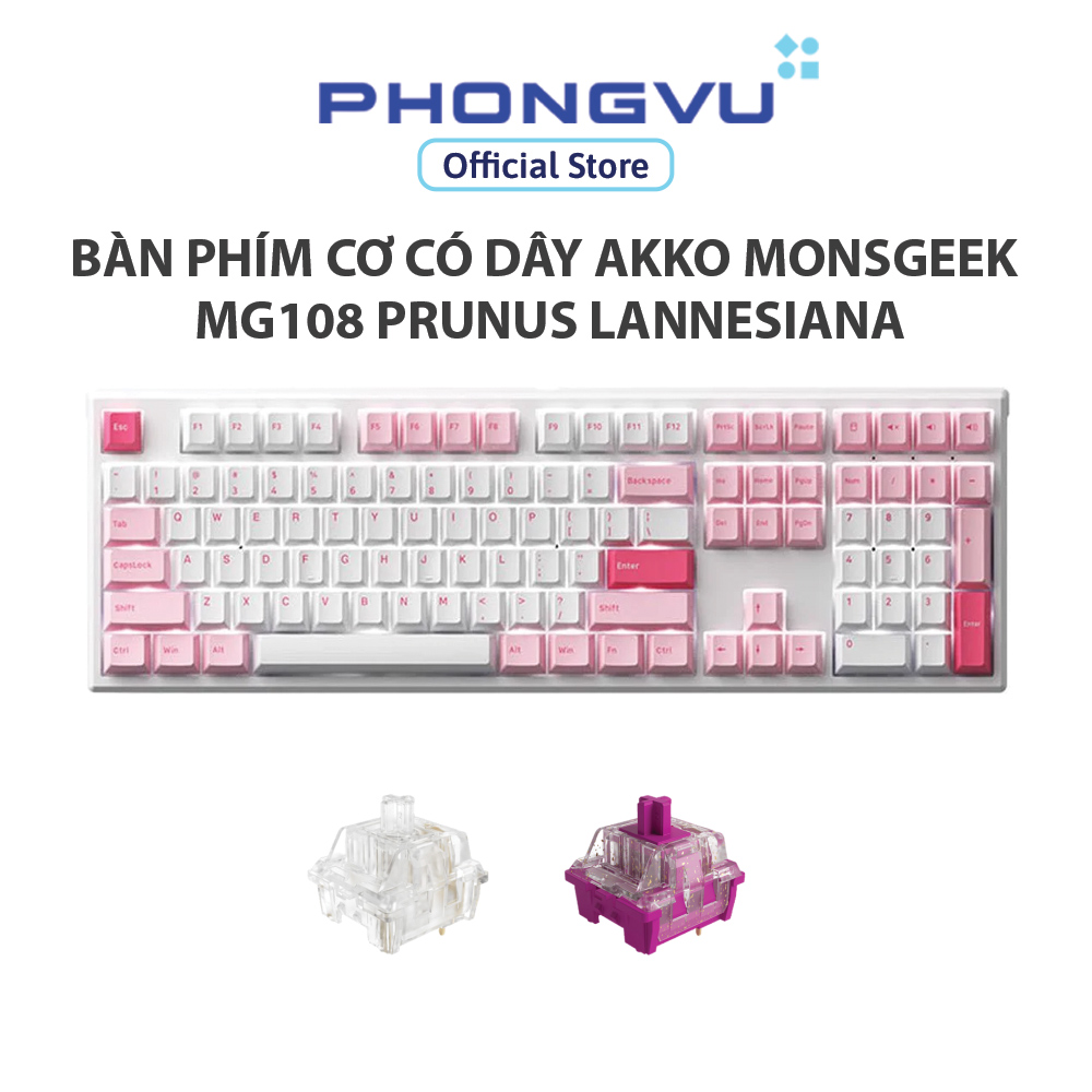 Bàn phím cơ có dây AKKO MonsGeek MG108 Prunus Lannesiana - Bảo hành 12 tháng