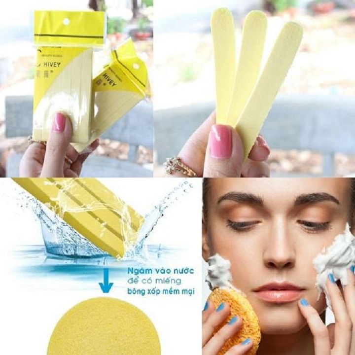Gói 12 thanh bông mút bọt biển rửa mặt dạng nén chivey