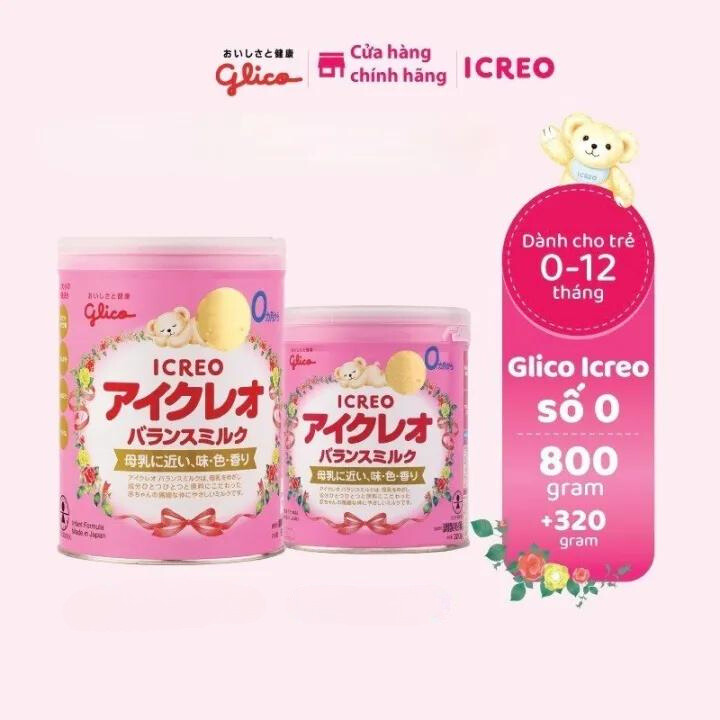 Combo sữa glico icreo balance milk lon 800g và lon 320g
