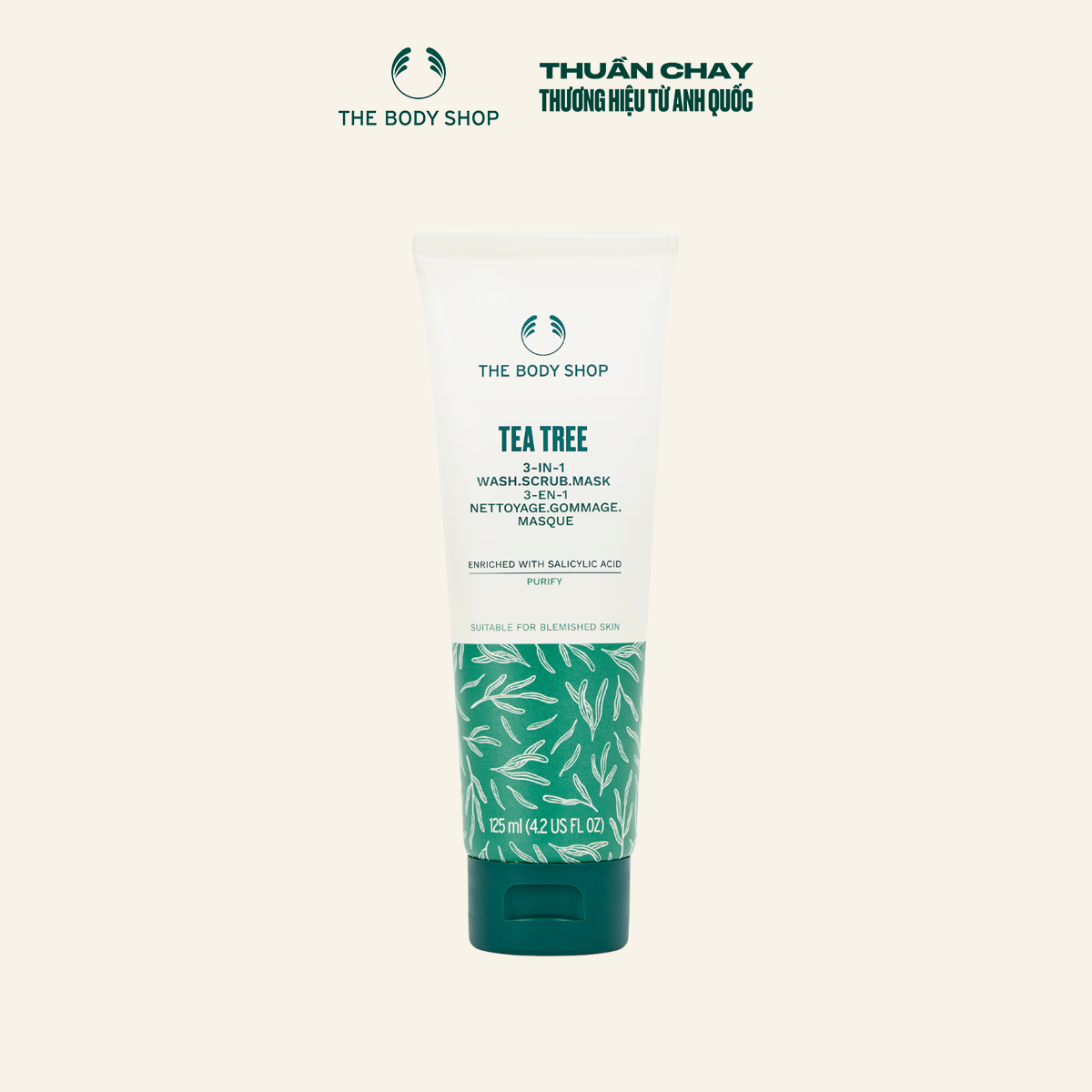 Sữa Rửa Mặt Đa Năng New Tea Tree Wash Scrub Mask 3in1 125ML THE BODY SHOP