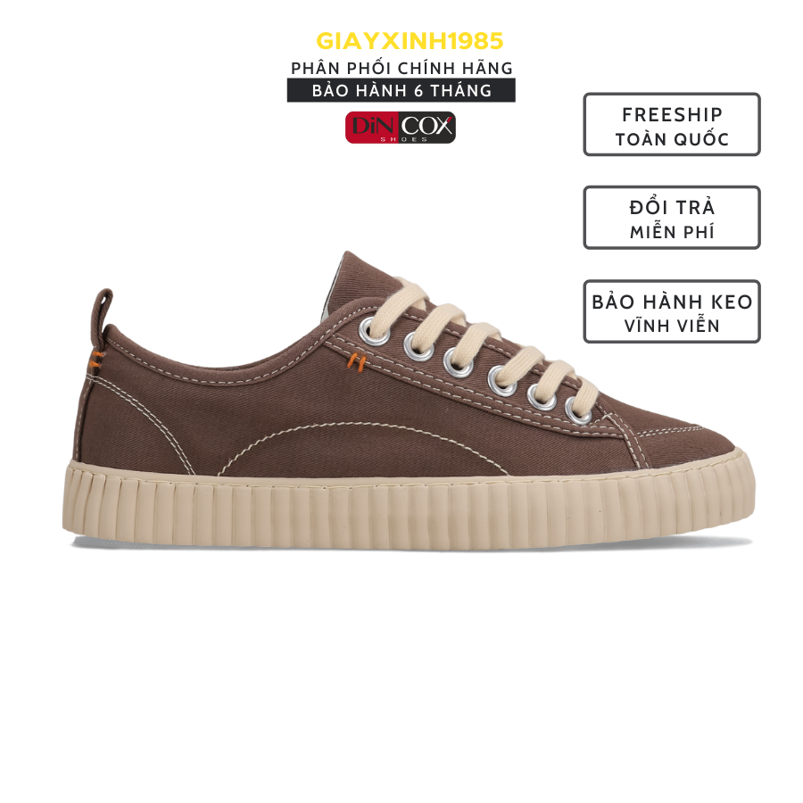 Giày thể thao nam nữ, Dincox shoes D27 Chocolate, Chất vải Canvas nhập khẩu mềm êm, đế cao su lưu hóa mềm. Giày thể thao kiểu dáng cố điển phù hợp cho mọi dịp vui chơi. Giày vải đế bằng - giayxinh1985