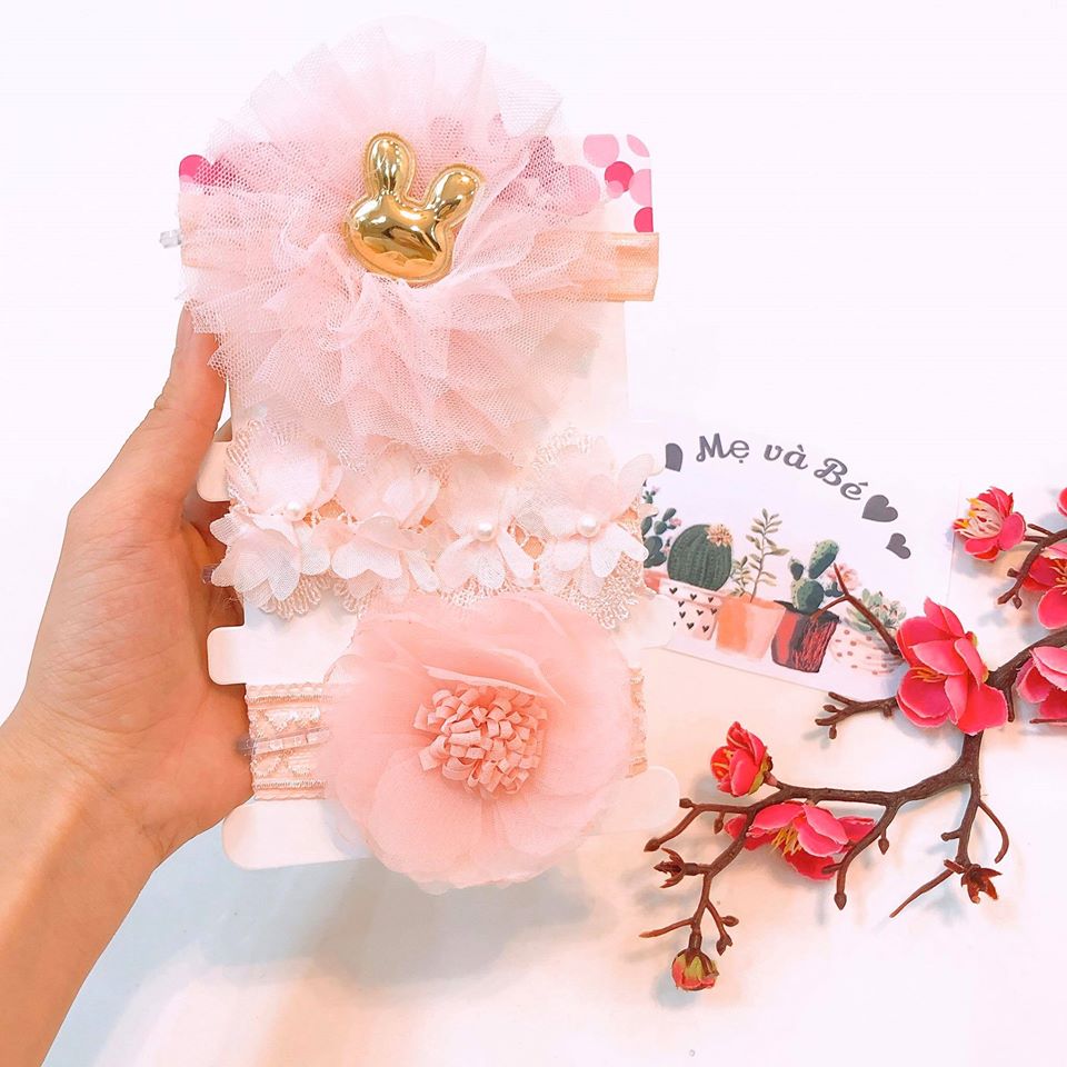 Set 3 băng đô cho bé - voan 4 mẫu