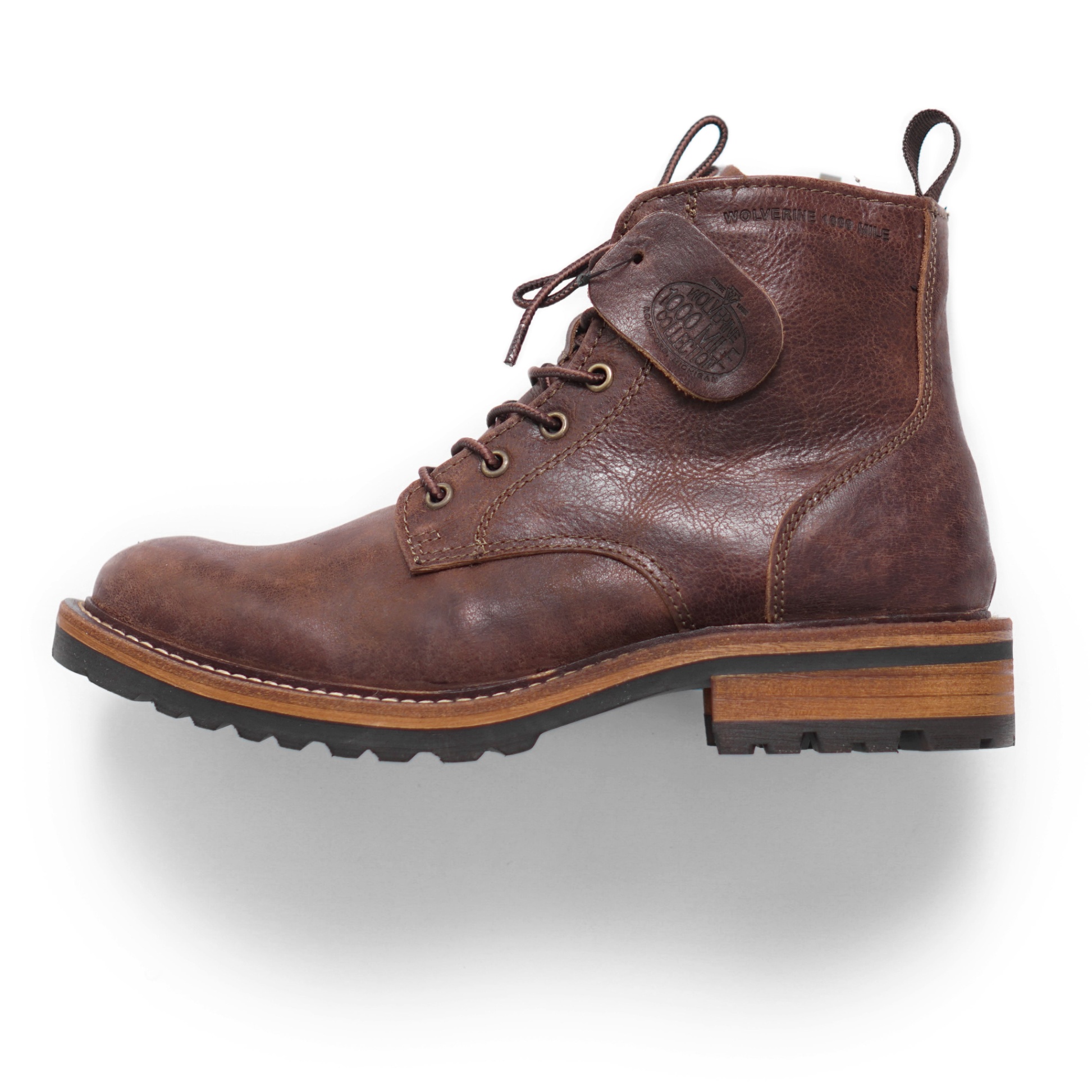 Giày Boot Wolverine Zip, Giày boot da thật đế cao su gót gỗ cổ điển