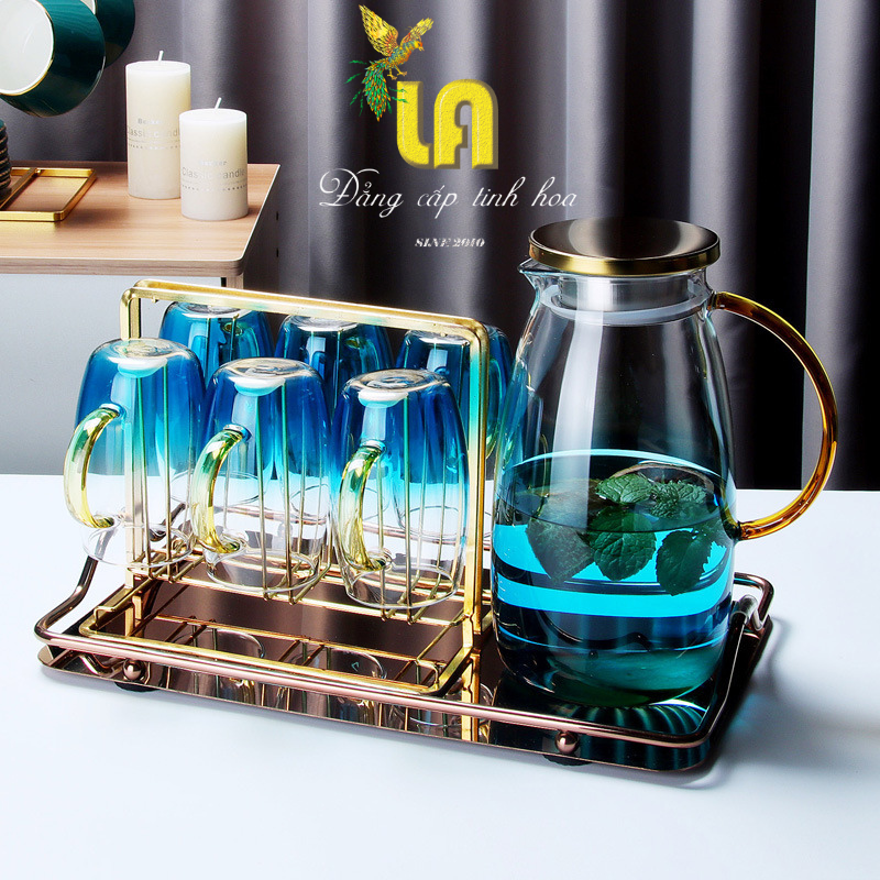Bộ Bình Thủy Tinh Cao Cấp AQUA Chiụ Nhiệt Borosilicate( không kèm khay)