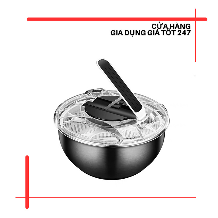   gọi 0985540648  Rổ quay rau sống ráo nước chất liệu inox cao cấp đồ dùng dụng cụ hỗ trợ vắt rau thông minh dung tích 3.5L prohomehome247 