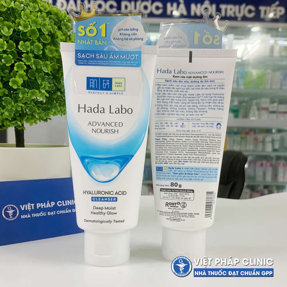 Sữa Rửa Mặt Dưỡng Ẩm Sâu Hada Labo Advanced Nourish Hyaluron Cleanser 80g