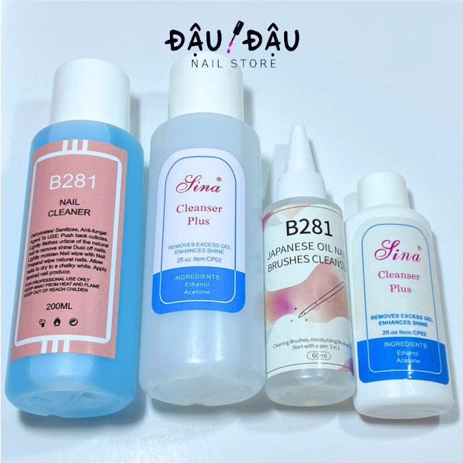 Nước lau gel lau móng rửa cọ Lina, B281 các loại - Dung dich acetone, cồn, rửa cọ các loại tốt giá rẻ