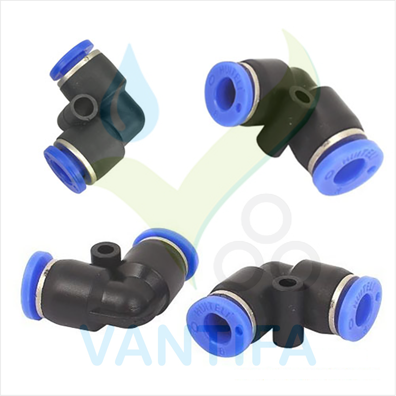 Co nối nhanh ống PU 8mm, phun sương, co ống hơi, co khí nén góc 90L