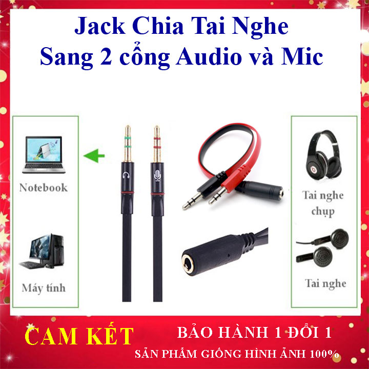 [Freeship] Cáp Chia - Gộp Tai Nghe LOA Và MIC cho PC máy tính cây chơi game, nói chuyện, thu âm audio & Mic tiện lợi