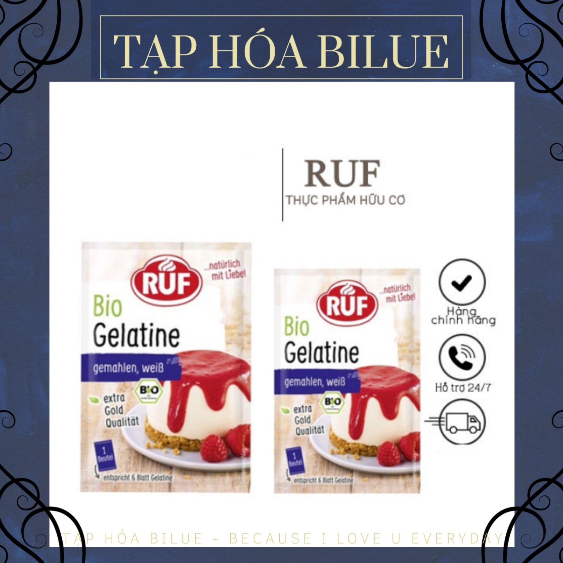Bột gelatin hữu cơ ruf 9g - bio gelatin nguyên liệu làm bánh, làm kẹo chip chíp, kẹo jelly