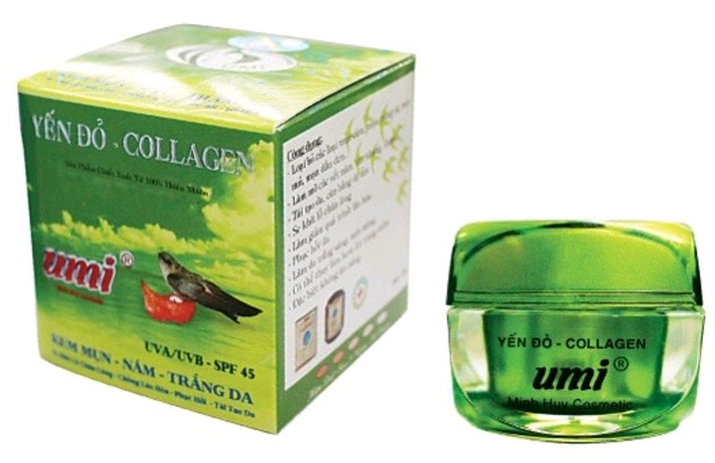 Kem UMI Yến Đỏ Mụn-Nám-Trắng Da Chống Nắng SPF45 12 và 25g