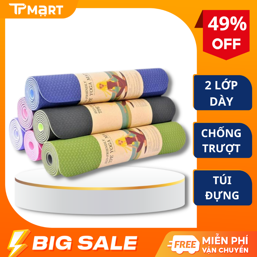Thảm tập yoga tại nhà 2 lớp cao cấp, Thảm tập Yoga chống trượt TPE, Thảm tập gym, Thảm tập thể dục tại nhà, Thảm tập Yoga gấp gọn
