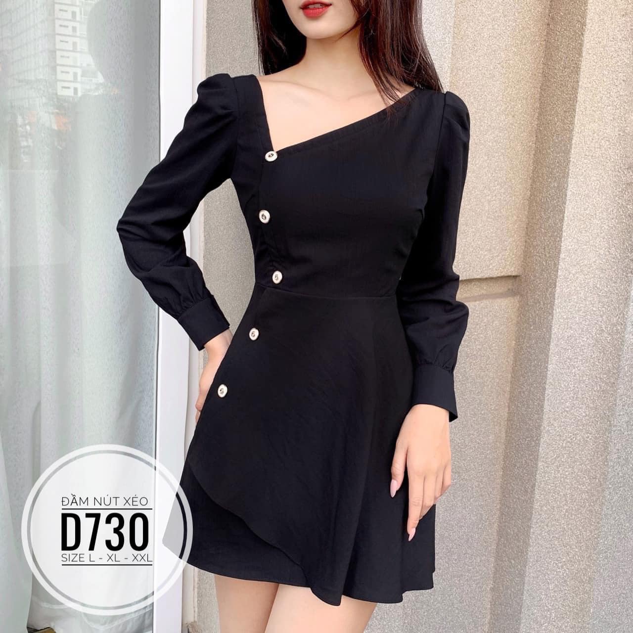 Đầm bigsize nút xéo lệch tà