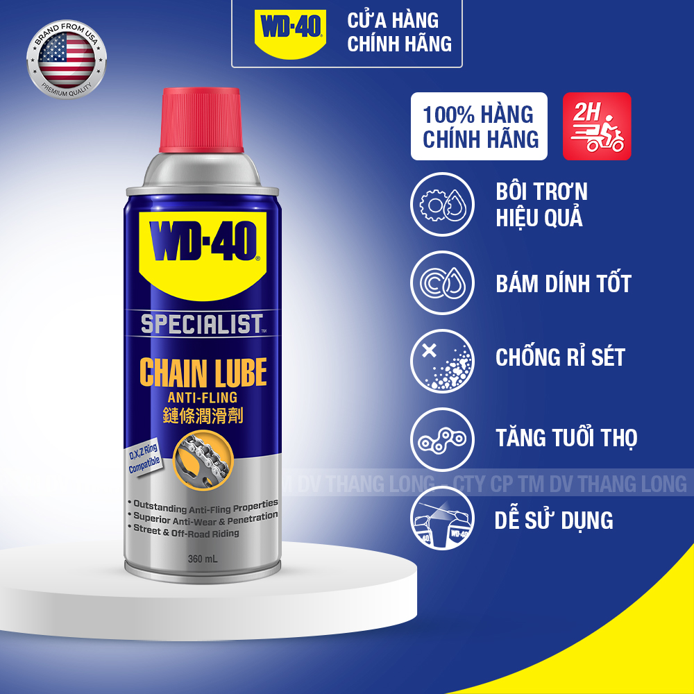 Chai Xịt Dưỡng Sên Xích WD 40 Chain Lube Chính Hãng Dầu Bôi Trơn Sên Xe Máy Xe Đạp 360ml