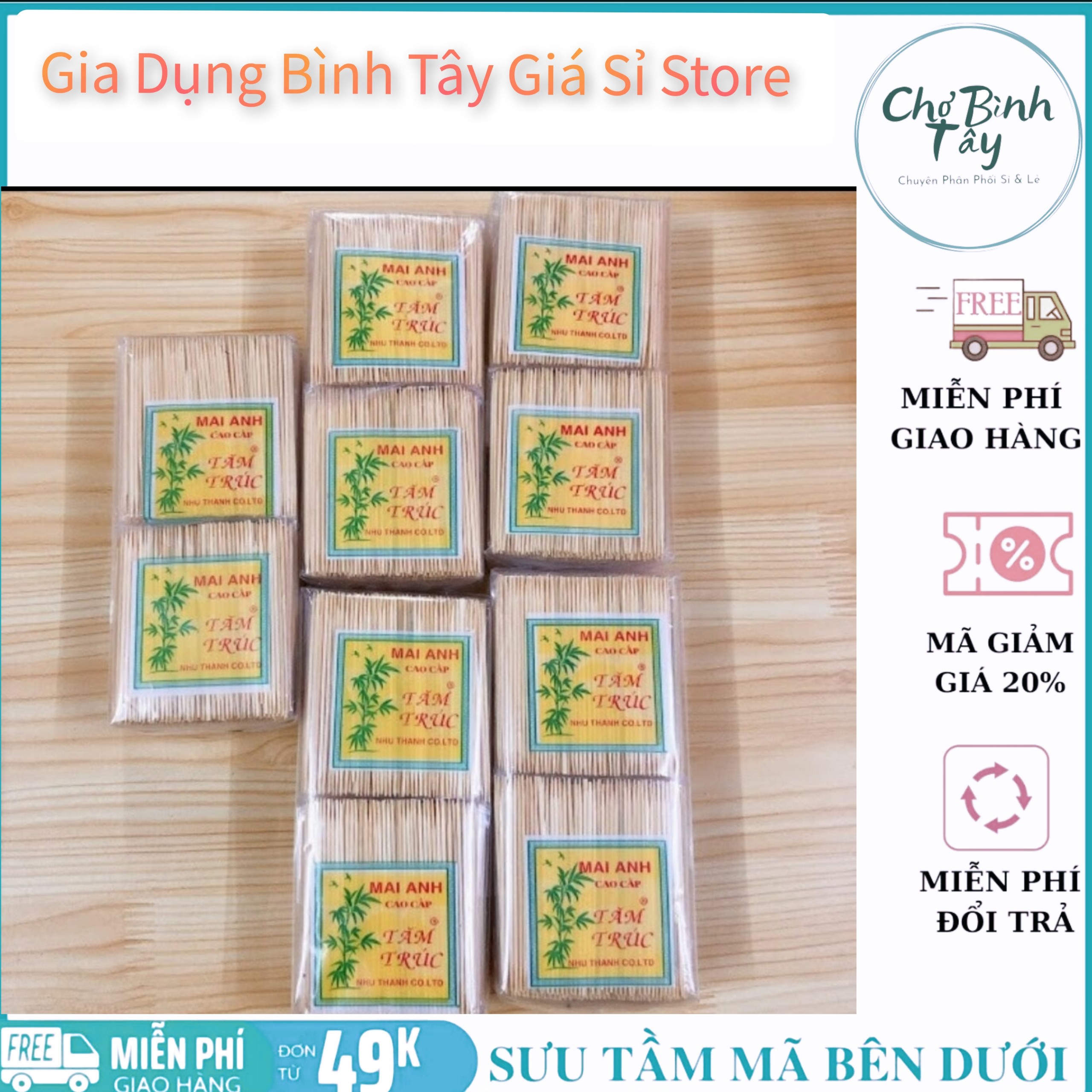 Combo 10 gói tăm cao cấp giá sỉ , tăm cao cấp nhọn 2 đầu , tăm xỉa răng giá sỉ lốc 10 bịt