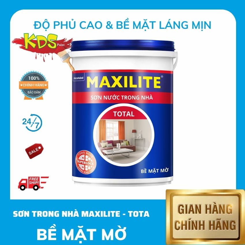 KDS PAINT Sơn Nước Trong Nhà Maxilite Total Chất lượng caolâu phai nhờ tính năng chống bong tróc hiệu quả.